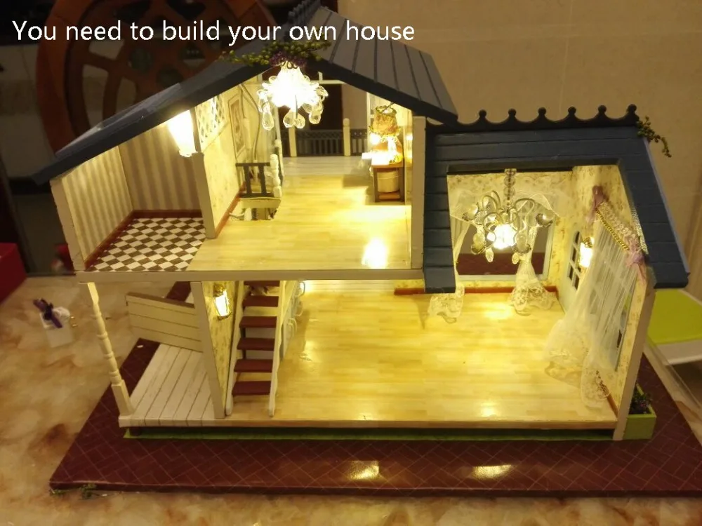 Музыкальный миниатюрный кукольный домик со светодиодной подсветкой в Провансе