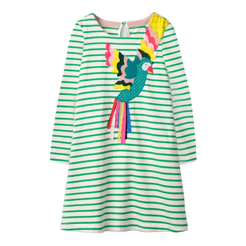 Jumping meters Long sleeve dresses girls clothes applique autumn kids dress for animals unicorn print | Детская одежда и обувь