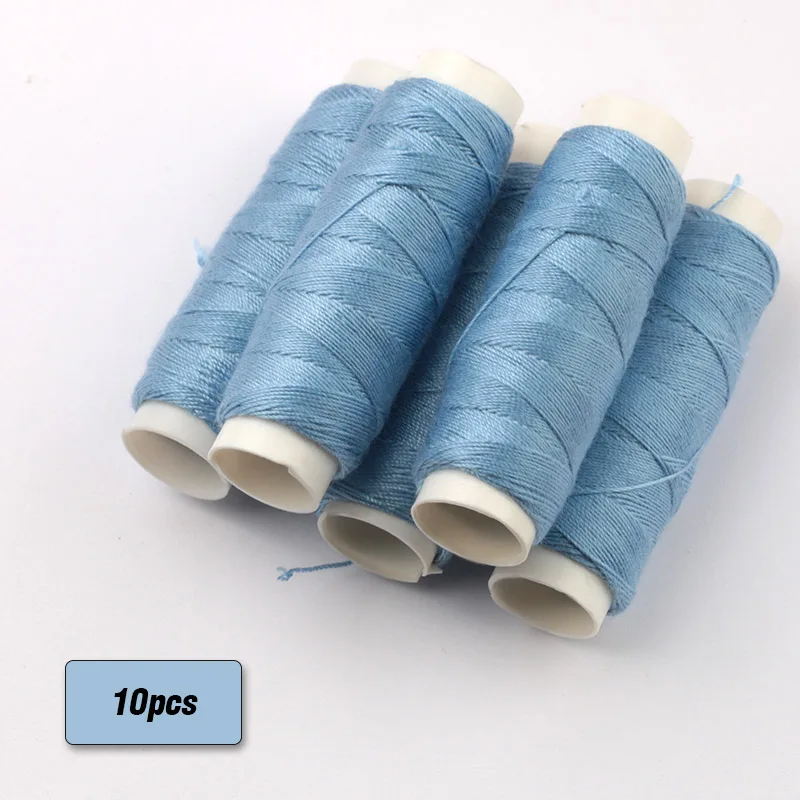 light blue x 10roll 50 м/рулон многоцветная ручная работа джинсовая толстая нить швейная игла diy швейная подходящая Полиэстер маленький рулон - Цвет: light blue x 10roll