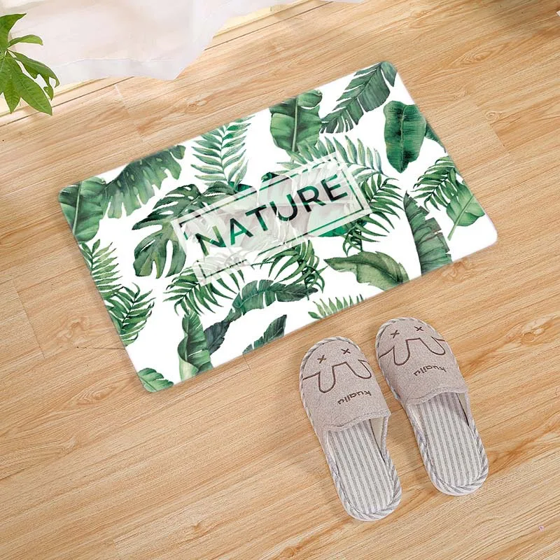 Свежие Зеленые растения ковры для гостиной буквы черная Золотая текстура белый