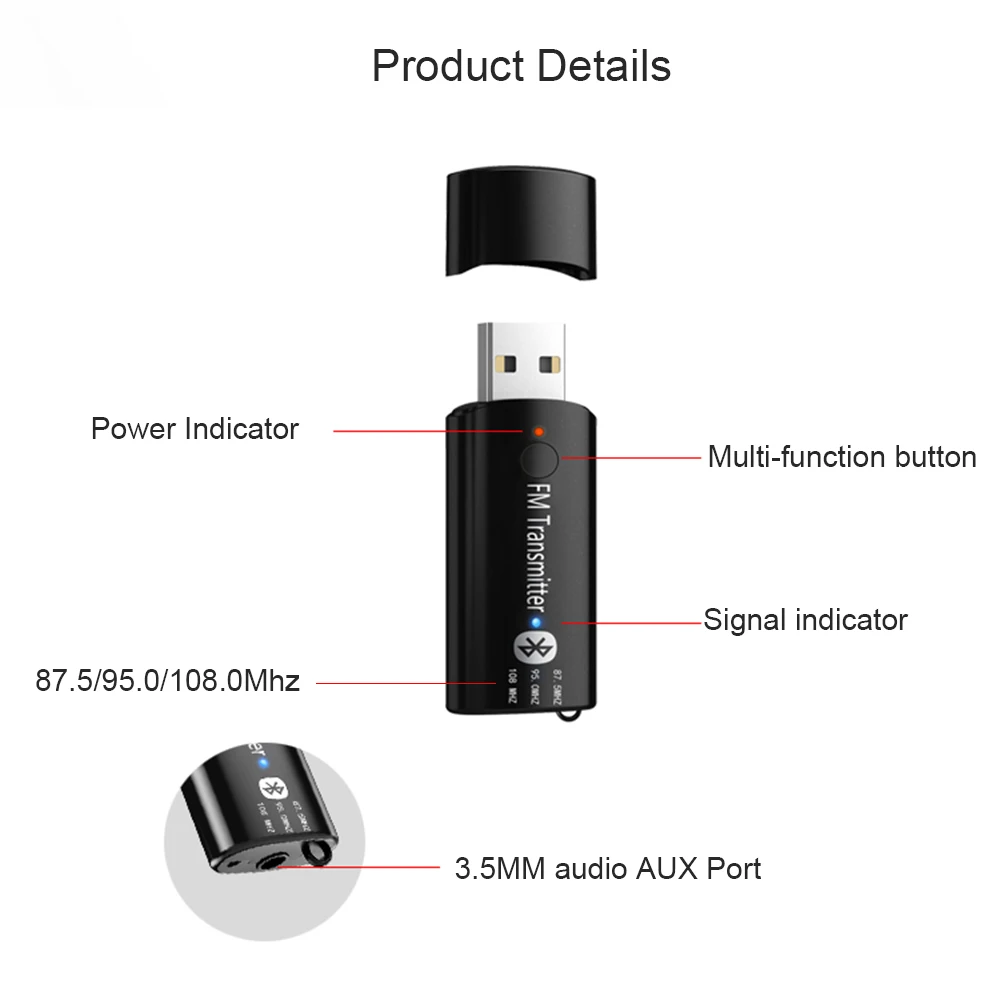Автомобильный mp3 музыкальный плеер JINSERTA Mini USB Bluetooth 5 0 приемник FM передатчик 3 мм
