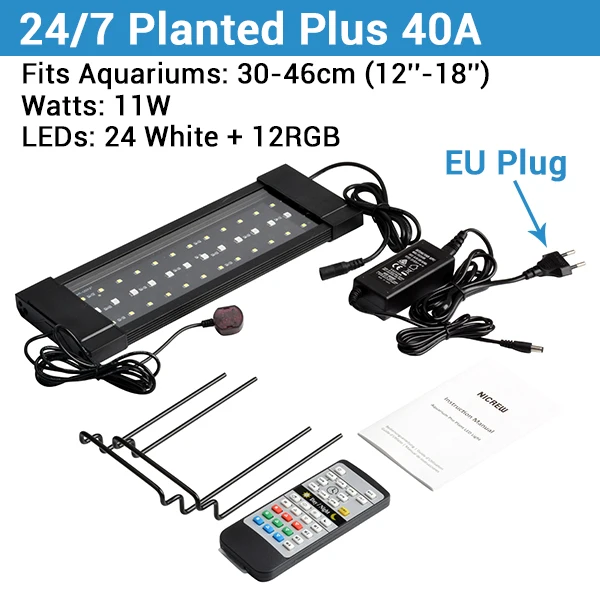 40A EU Plug NICREW 30-72 см светодиодный светильник для аквариума, 110-240 В, автоматический таймер, светильник для аквариума - Цвет: 40A EU Plug