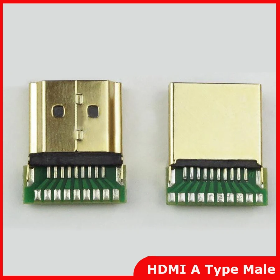 Позолоченный Штекерный разъем типа A HDMI 10 шт./лот с печатной платой Версия 1 4