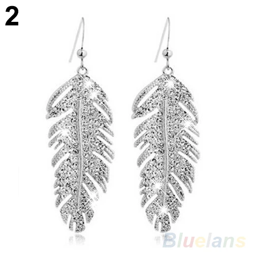 Женские серьги-подвески из сплава в стиле бохо со стразами и перьями 1P4R |