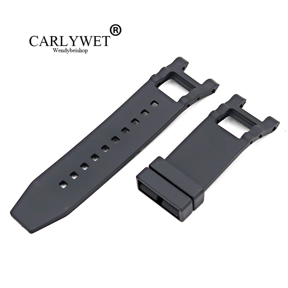 

CARLYWET 28mm Wholesale New Style Black Strap Waterproof Rubber Replacement Watch Band Belt Special Popular