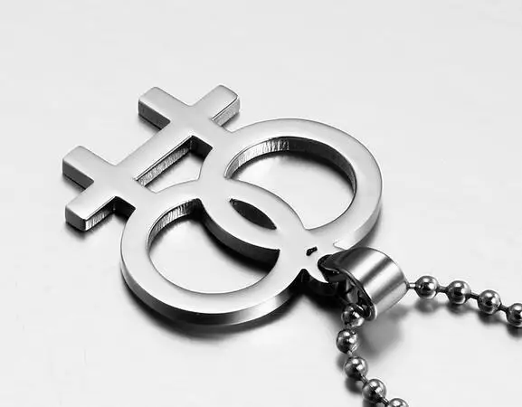 Двойной женский символ LGBT кулон из нержавеющей стали ожерелье Оригинальный