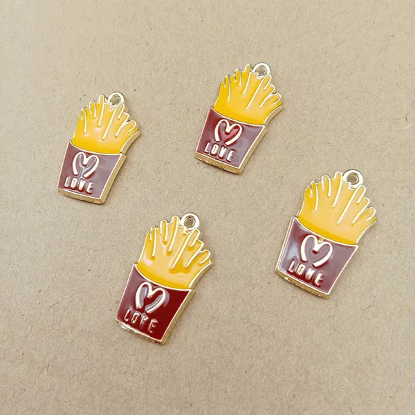 chips 10 шт эмаль гамбургер амулеты фишки Шарм для изготовления ювелирных изделий и рукоделия серьги Шарм мода кулон - Окраска металла: chips