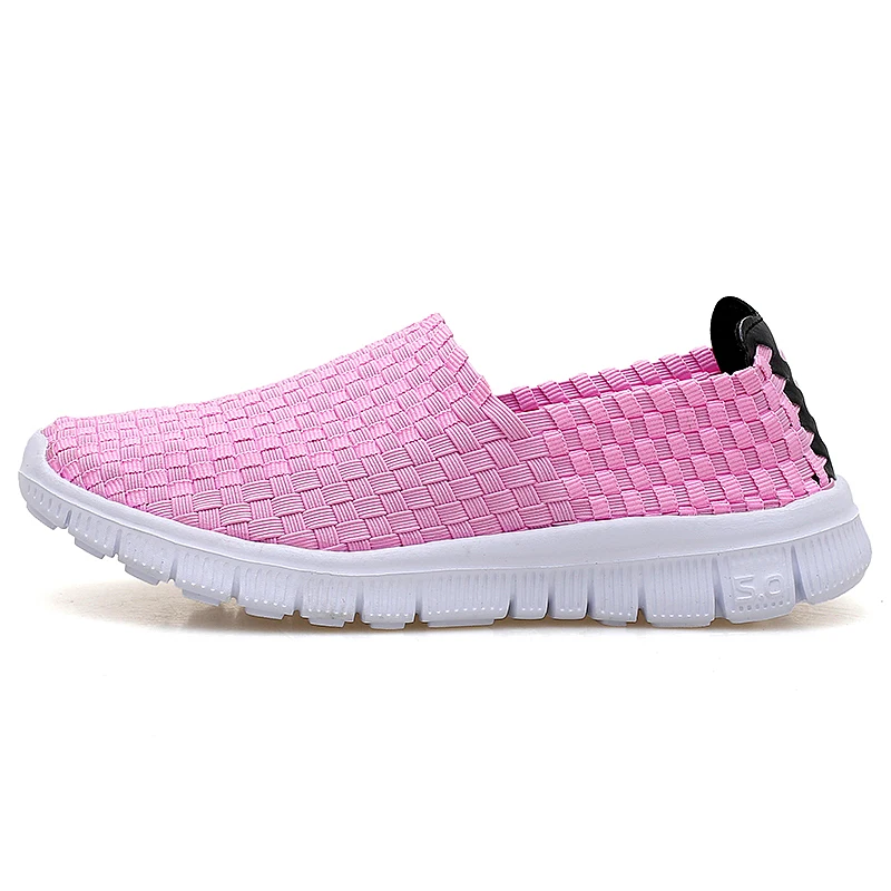 Туфли женские однотонные на плоской подошве повседневные плетеные лоферы без