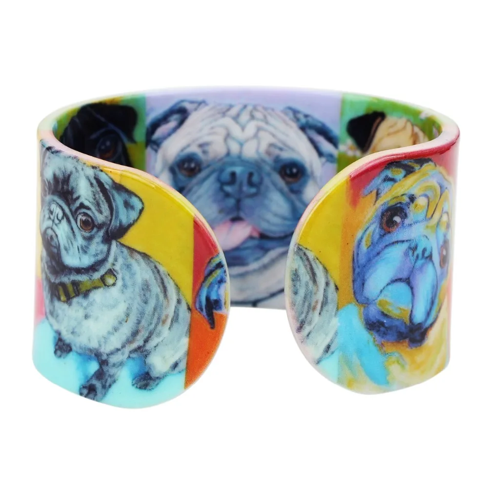 WEVENI Plastic Animal French Bulldog Pug Dog Bangle Bracelet Indian Fashion Jewelry For Women Girl Wholesale Craft Accessories | Украшения