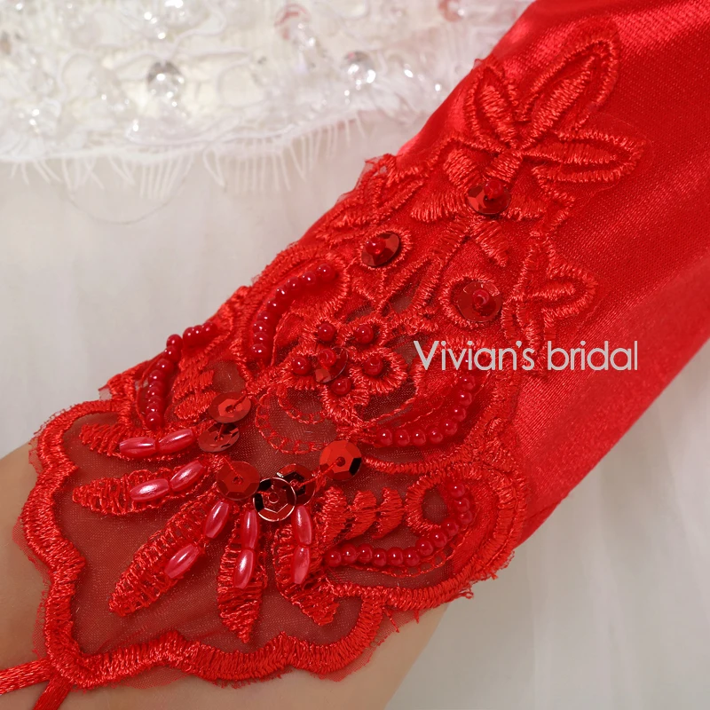 Vivian's Bridal хит продаж Дешевые Длинные свадебные перчатки без пальцев