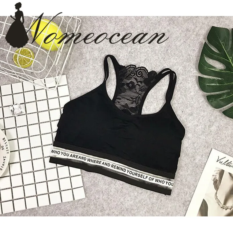 Fashion Women Casual Solid Backless Fitness Lace Camisole Tank Tops Letter Strapless Slim Spaghetti Strap T Shirt Strappy Camis | Женская