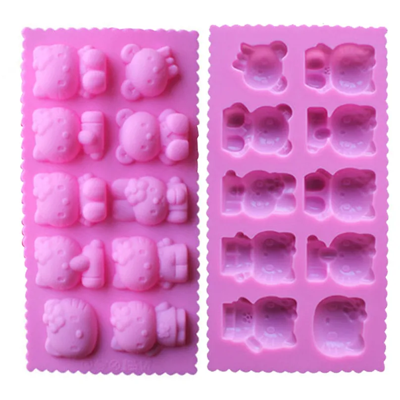 Kawaii DIY 10 отверстий hello kitty Шоколад силиконовая форма FDA безопасный кубик льда