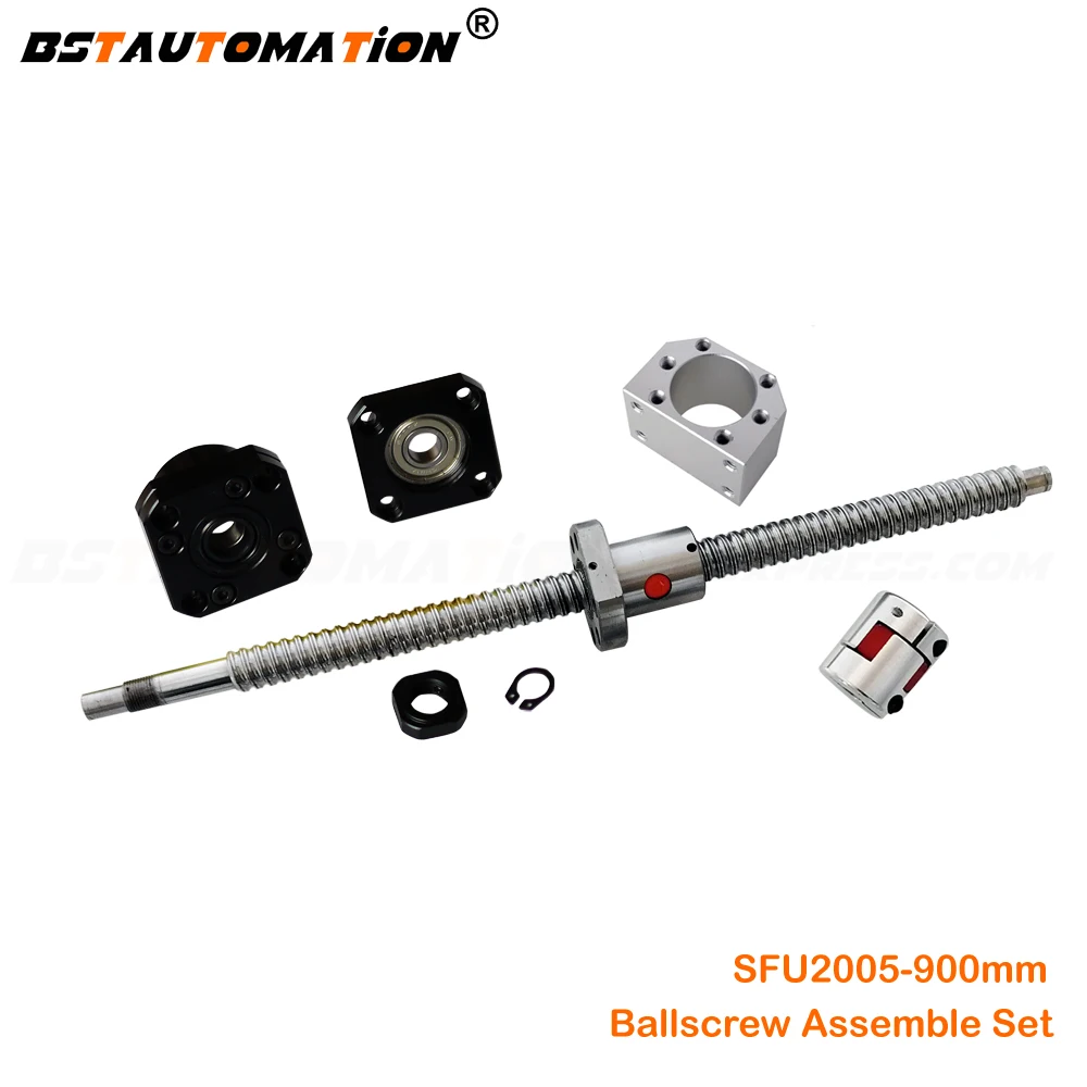 

End Machined Ballscrew 2005 900mm SFU2005 Ballnut Housing FK15 FF15 Motor Shaft Coupling RM2005 Ball Screw CNC Parts