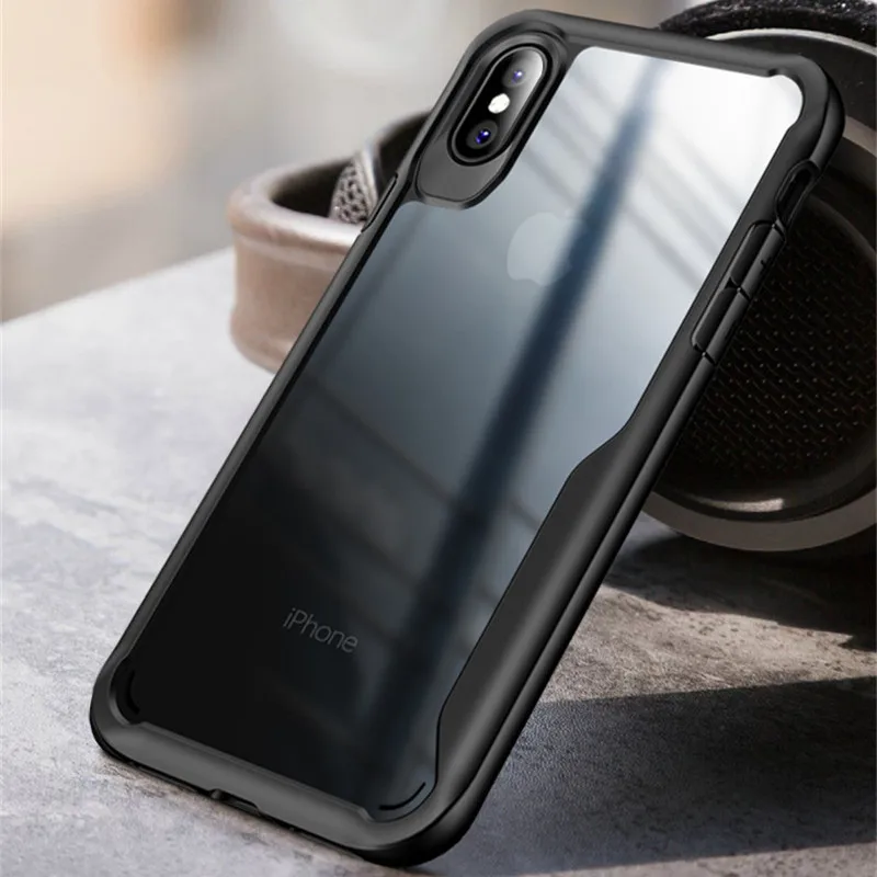 Black Противоударный защитный чехол для iPhone 7 8 6 6s Plus 5 5S SE 4 4S, Жесткий Чехол для iPhone 11 Pro X XS, чехол для MAX XR Capa Funda Coque - Цвет: Black