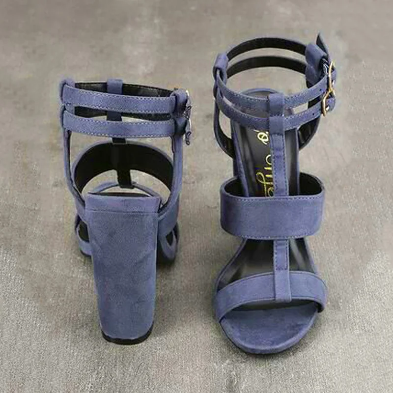 Модные женские босоножки из флока повседневные туфли на высоком блочном каблуке
