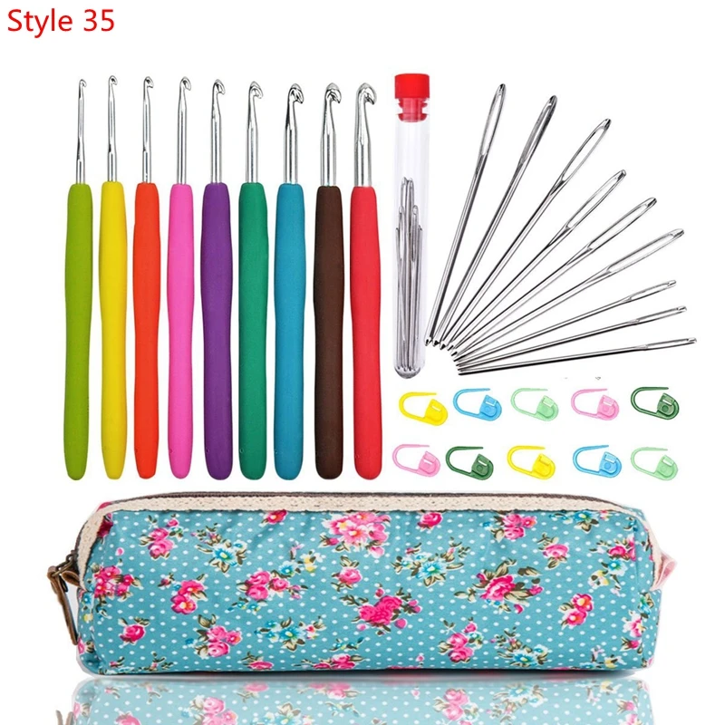 35 Styles Set Crochet Hook Set With Yarn Knitting Needles Sewing Tools Set Knit Gauge Scissors Stitch Holder Hook For Knitting - Цвет: Style 35