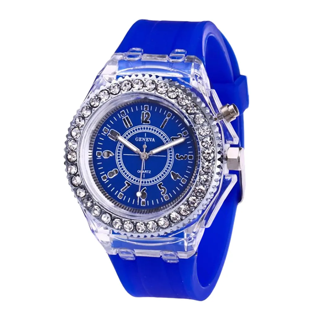 Blue Модные прозрачные нейтральные часы для женщин Relogio Feminino кварцевые наручные часы светящиеся женские спортивные часы с силиконовой лентой - Цвет: Blue