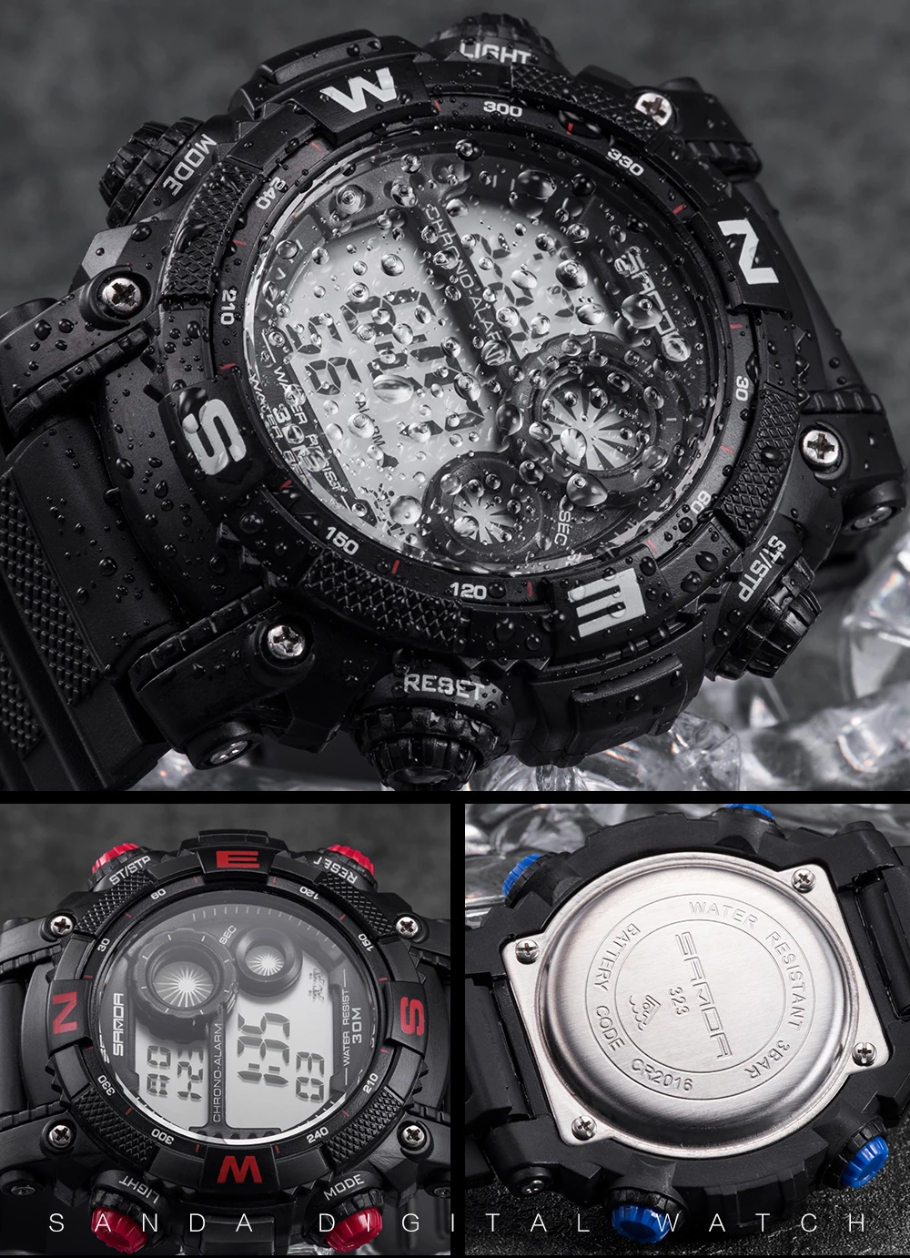 Часы наручные SANDA Детские кварцевые спортивные водонепроницаемые цифровые для