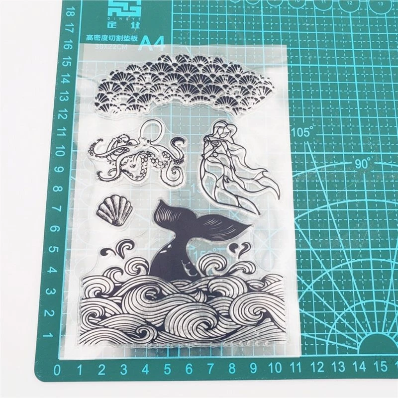 Морской осьминог Силиконовый Прозрачный Печатный штамп DIY Скрапбукинг рельефная