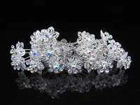 200 pcs flower crystal rhinestone wedding bridal prom silver hair clip hair pins new free shipping