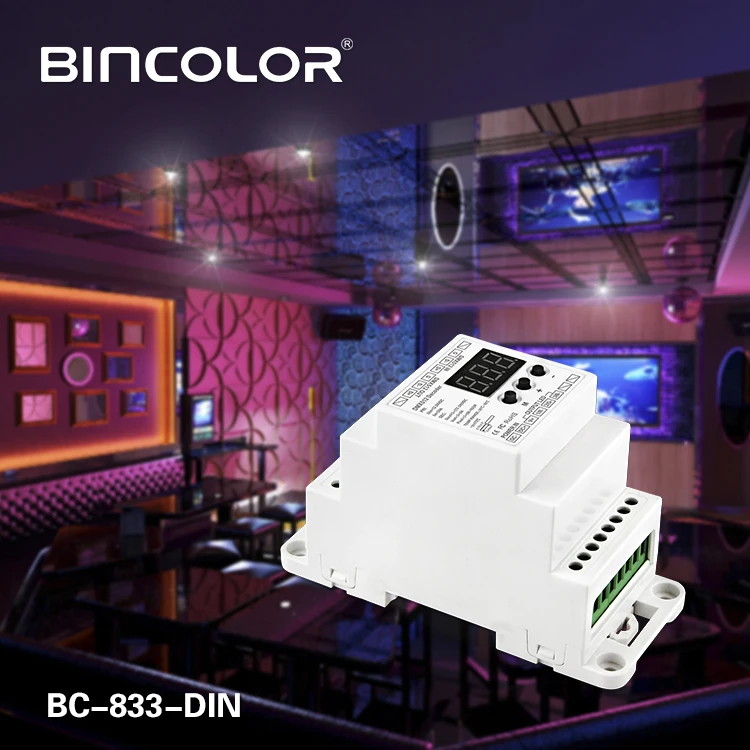 Фоды новая DIN рейка DC12 24V 8A * 3CH выход DMX512 постоянное напряжение 1990 контроллер