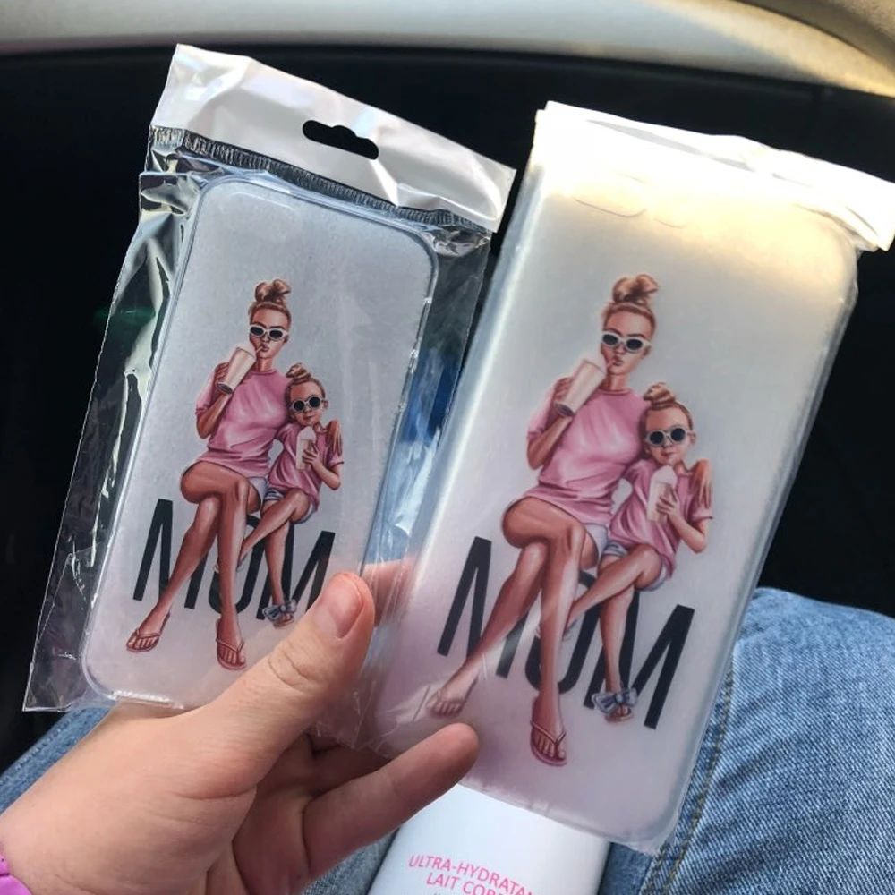 Модный чехол для iPhone X XS Max XR 8 7 6s Plus с черными и коричневыми волосами девочек мамы