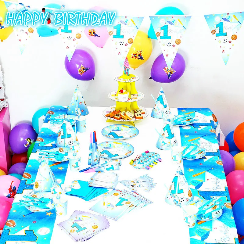 1 год футбольные спортивные вечерние для мальчиков на день рождения|party supplies