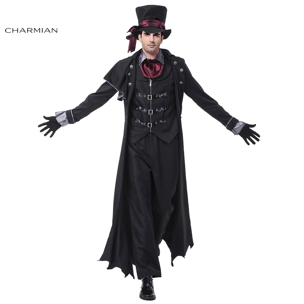 Charmian Deluxe мужской костюм вампира для взрослых готический черный вампир
