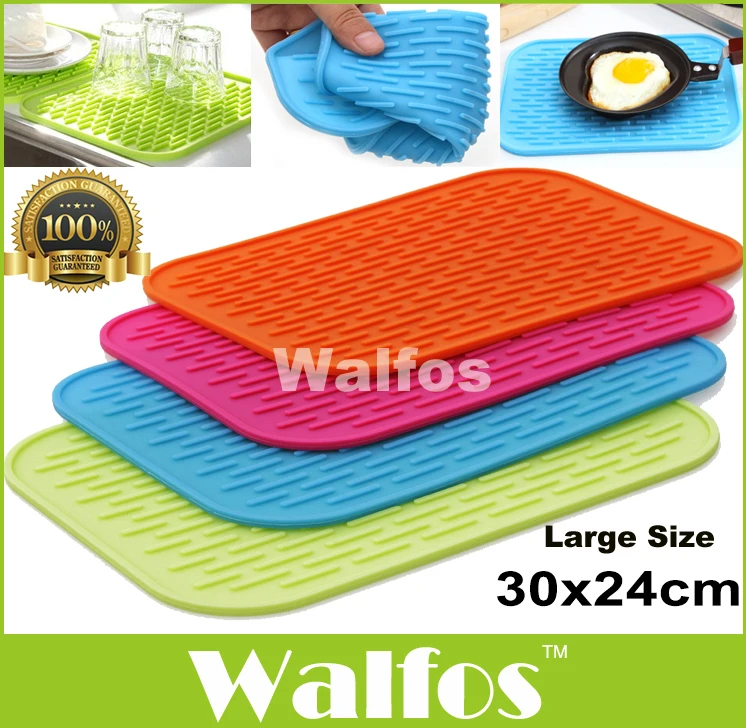 Walfos 1 шт. большой размер 30x24 см многофункциональный коврик для горшка силиконовый держатель для горшка-Большой Кухонный силиконовый коврик для сушки посуды-коврик для сушки посуды
