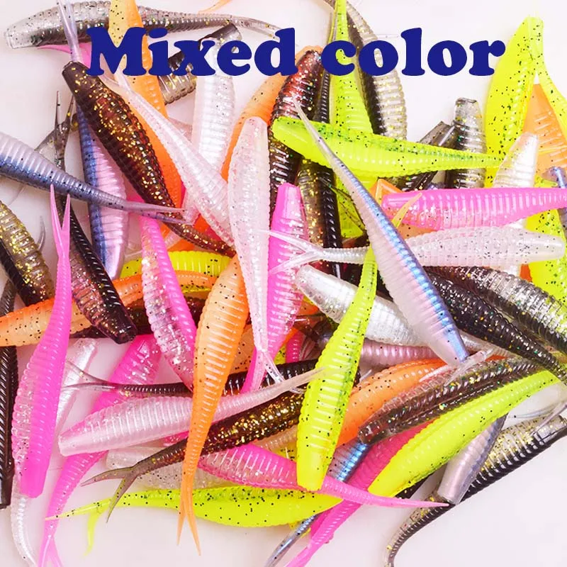 Mixed color 10 шт./лот Jig воблеры Мягкая приманка Shad Easy Shiner рыболовные приманки 70 мм 1,8 г искусственная Мягкая силиконовая приманка карп снасти для ловли окуня - Цвет: Mixed color