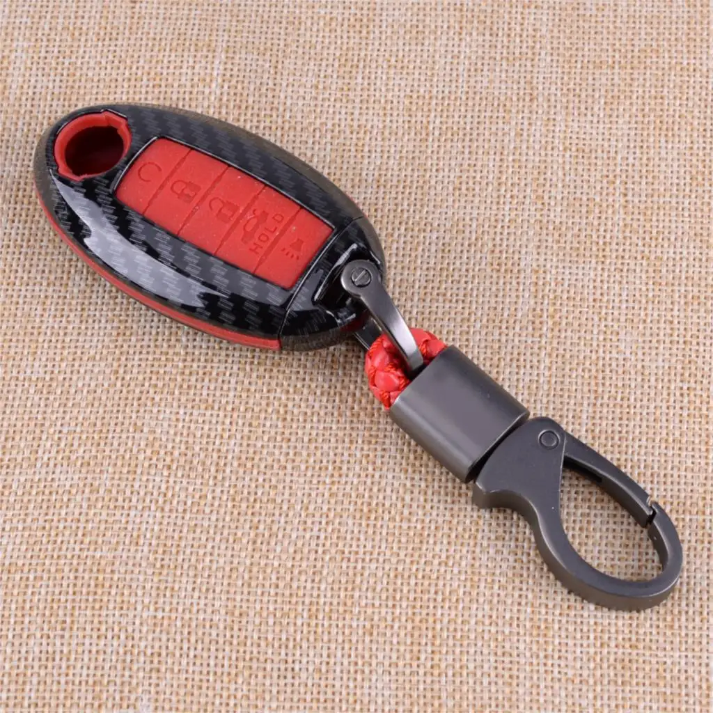 7.7x4x1.8cm 5 Button Carbon Fiber Style Shell Silicone Plastic Cover Key Holder Fob Case Car Box Accessories Fit For Nissan | Автомобили и