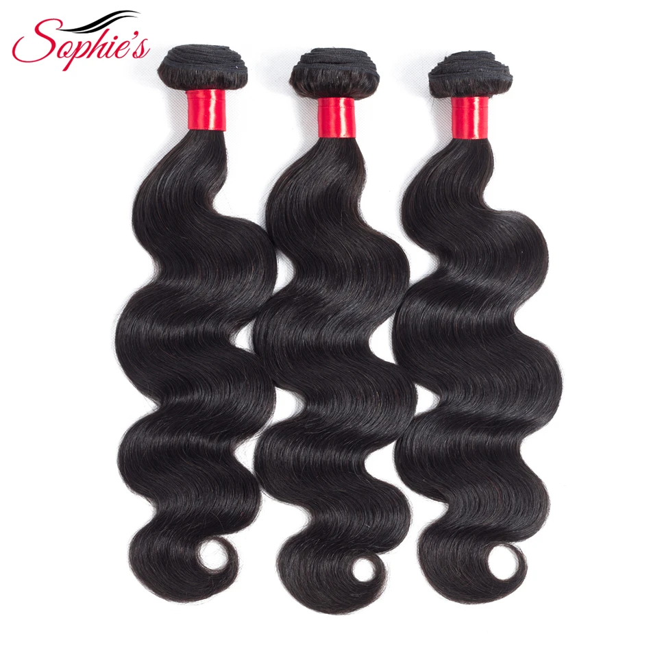 Sophie's Hair, 3 пряди, 13*4, фронтальная волна тела, бразильские, не Реми человеческие волосы, ткет, натуральный цвет, волосы для наращивания
