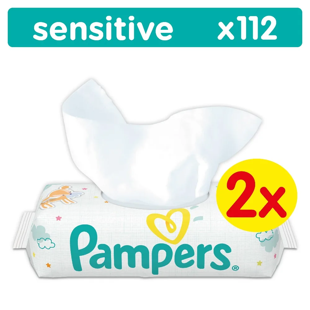 Влажные салфетки Pampers Sensitive 112 шт.|wet wipes|pcs |
