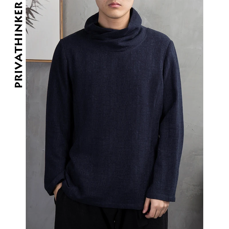 Sinicism Store мужские футболки с высоким воротником 2019 мужская хлопковая льняная