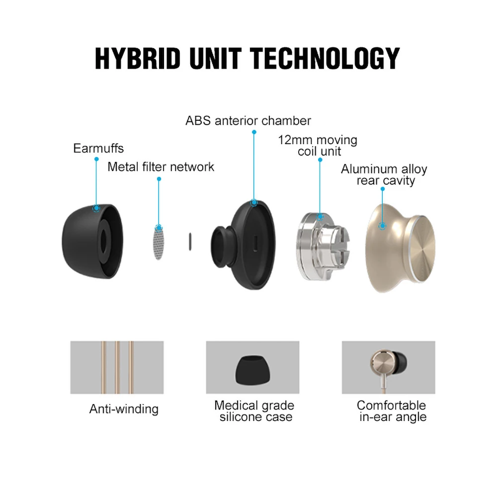 UiiSii GT500 Наушники Hi-Fi вход наушники шумоизоляция с проводным управлением наушники для IOS и Android Xiaomi Телефоны