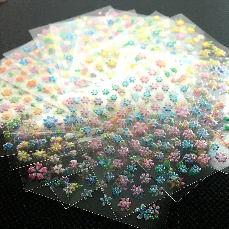 5 листов/партия цветные цветы наклейки для ногтей самоклеющиеся очаровательные