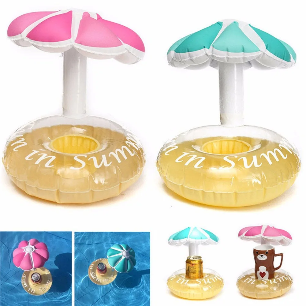 3pcs Mini Coaster umbrella inflatable cup holder floating pool drink float toy boia sand seat yeti Water Bottle Accessories|accessories