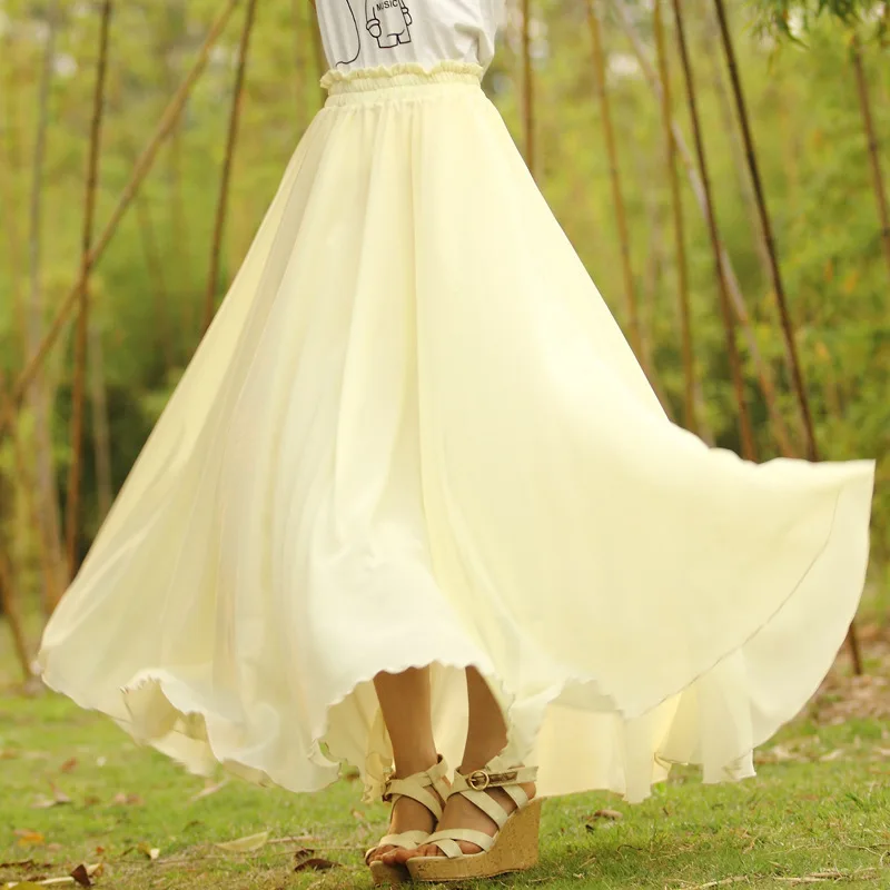 Plus Size s-4xl Fashion Woman Summer new chiffon skirt female sweeping Lady magic fairy bohemian half-length | Женская одежда