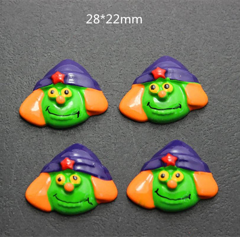 

28*22mm 10pcs Witch with Star Hat for Halloween Resin Cabochons Flatback Crafts DIY Scrapbooking