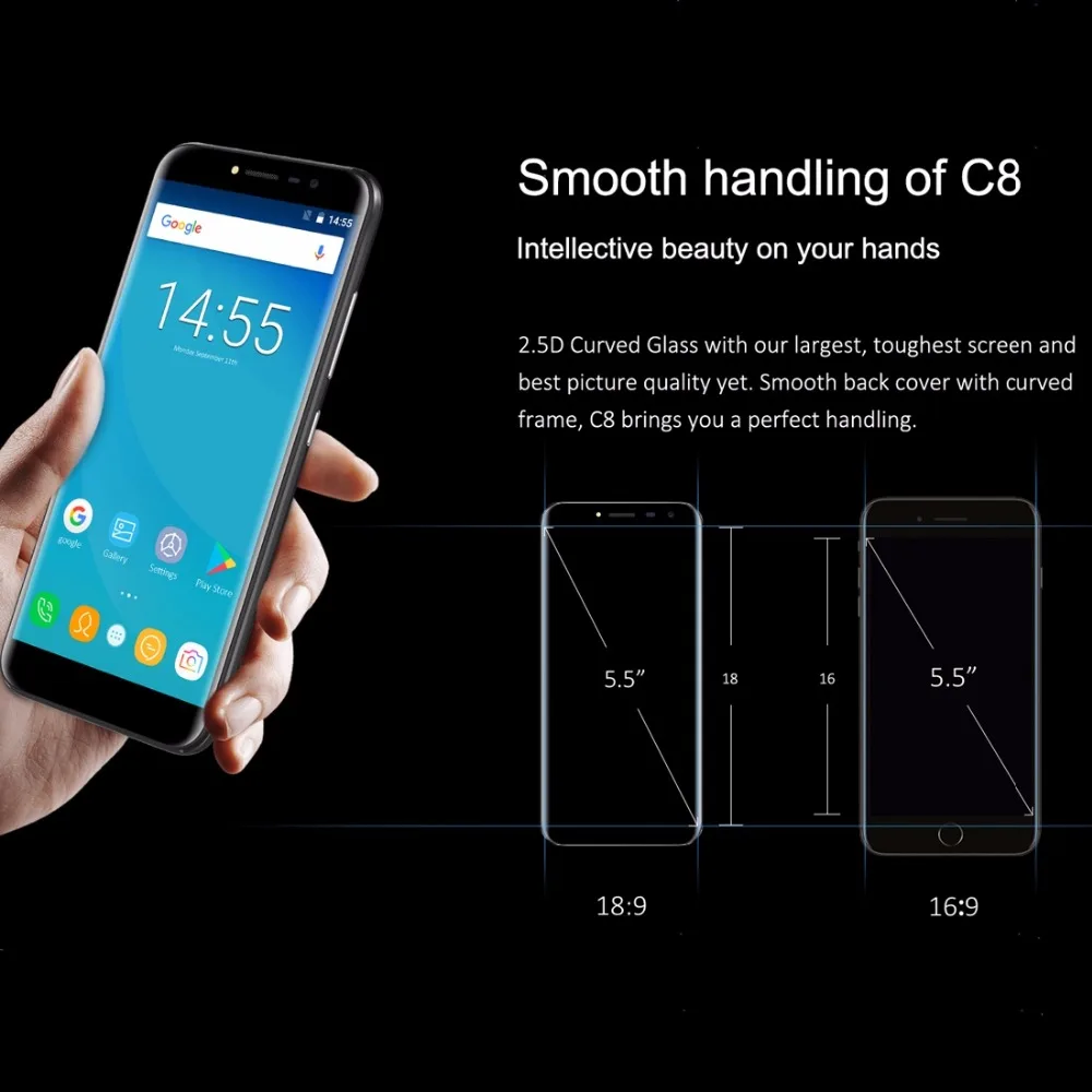 Oukitel C8 соотношением сторон 18:9 Мобильный телефон 5 &quotHD 4 ядра 1 3 ГГц 2 ГБ/16 ГБ