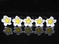 20 pcs lot wedding bridal prom white flower hair pins hair clip jewelry accessories ornaments free shipping