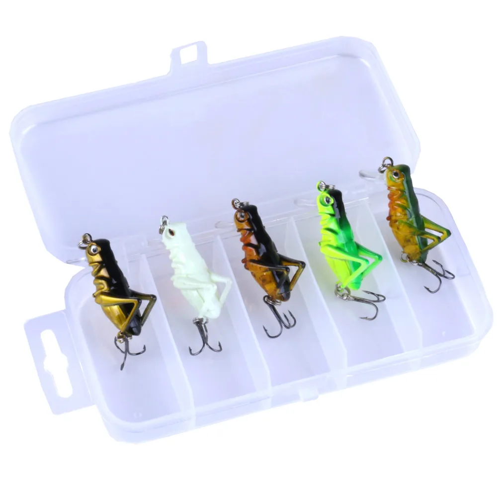 

5Pcs Luminous Fishing Lure 3g 3.5cm Artificial Locust Grasshopper Lures Insect Shape Hard Bait Set In Fishing Tackle Box Pesca