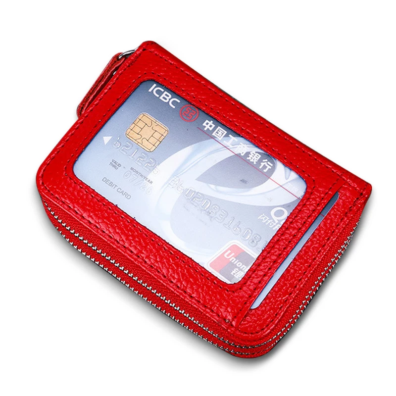 Кошелек мужской/женский из натуральной кожи на двойной молнии с RFID-блокировкой |