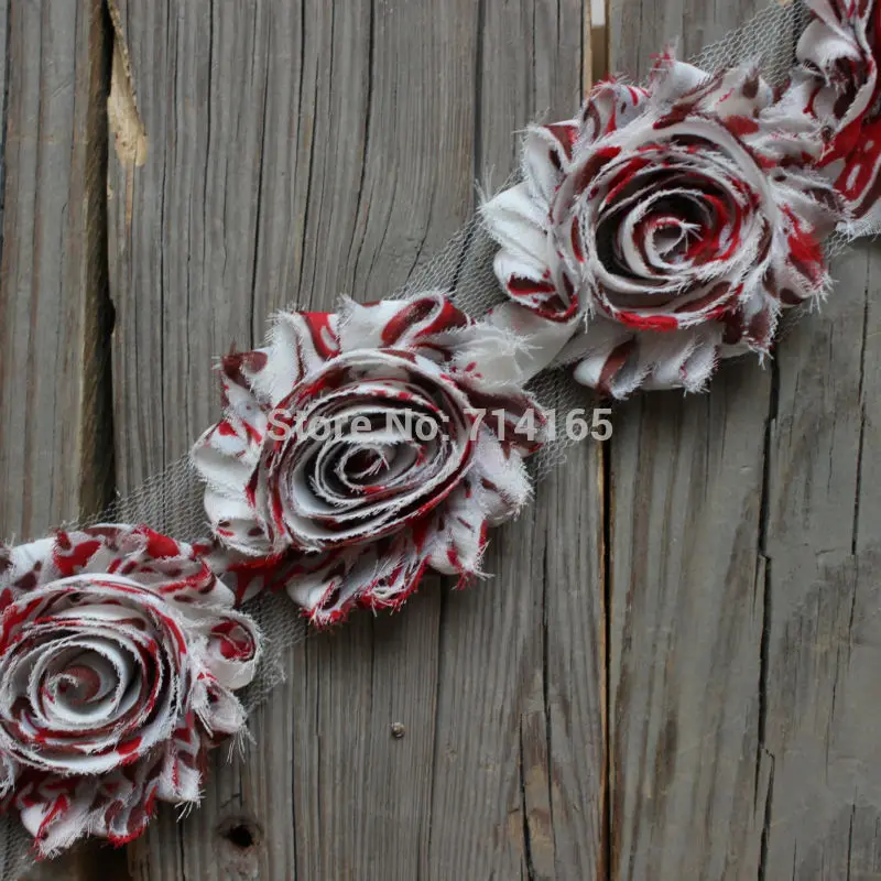 

1 ярд DIY Потертый Цветок шифон цветок потертая Роза отделка волос цветок/повязка/обувь (033)