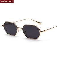 peekaboo small rectangle sunglasses men 2019 metal frame polygon women red lens sun glasses men gold unisex uv400