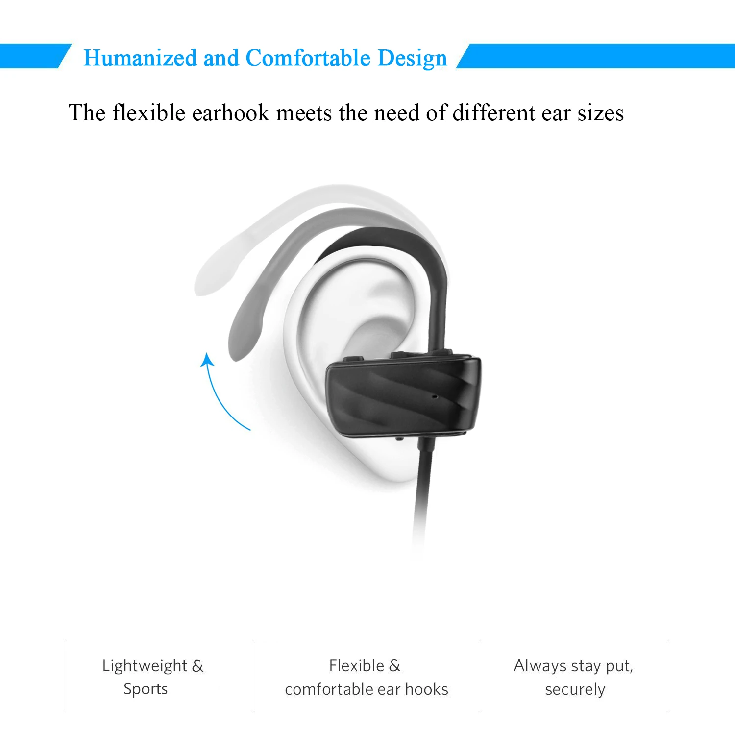 Беспроводной bluetooth наушники со светодиодными огнями V4.1 спортивные для бега