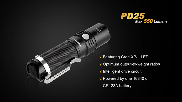 2015 Новый EDC Fenix PD25 XP L 550 люмен CR123A или 16340 аккумулятор большой яркий светодиодный