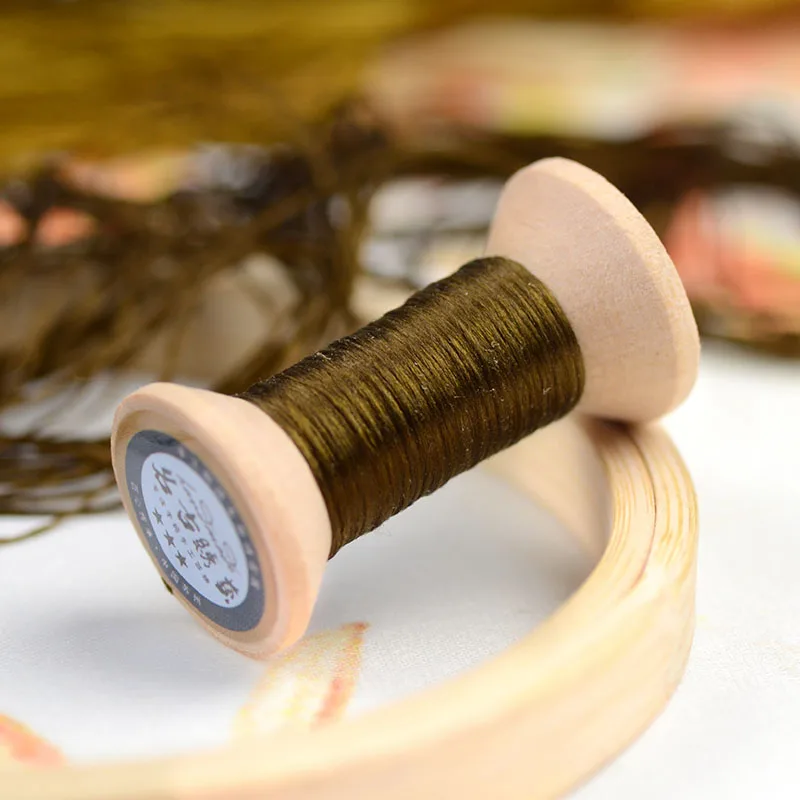 20 м горчично-желтая вышивка Сучжоу DIY общий цвет с черными полосками филиал ручная вышивка Spiraea вышивка линия