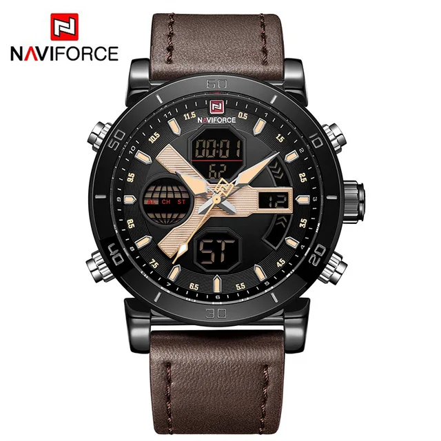Часы NAVIFORCE мужские армейские спортивные водонепроницаемые светодиодный