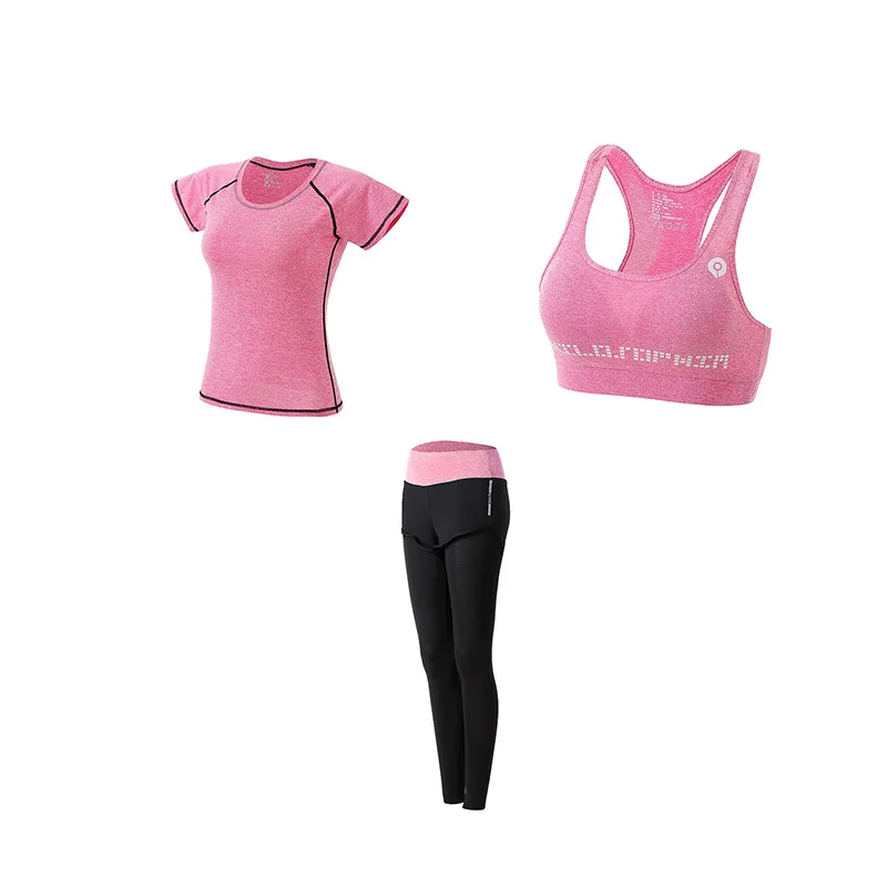 3pcs Voobuyla 3XL, Женский комплект для бега, костюм для йоги, спортивная куртка+ бюстгальтер+ штаны, дышащий спортивный костюм для бега, 5 шт., набор, Осенний Быстросохнущий костюм для йоги - Цвет: 3pcs